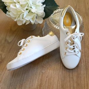 Michael Kors White and Gold Sneakers